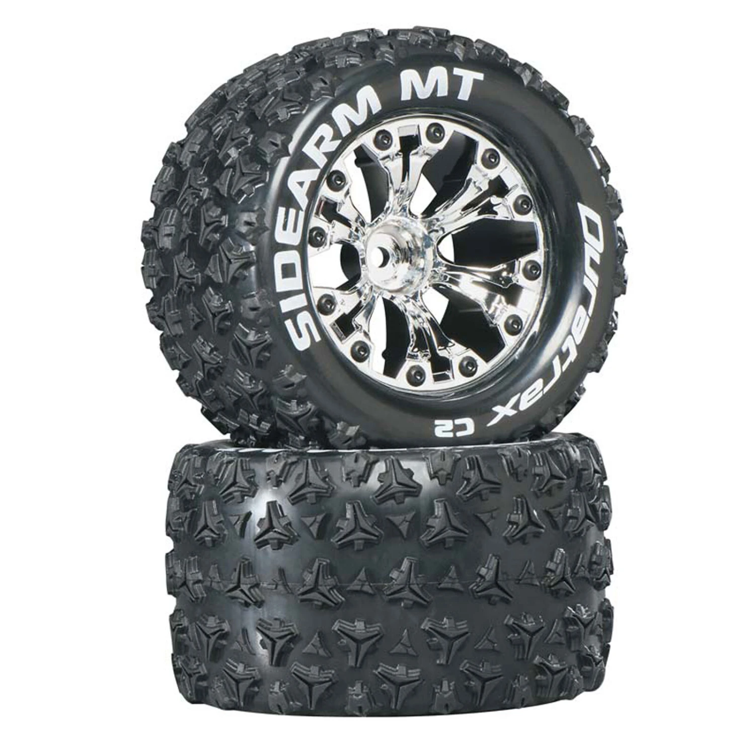 Duratrax Sidearm MT 2.8" 2WD Mounted Rear C2 Tires, Chrome (2) 3 Duratrax Sidearm MT 2.8" 2WD Mounted Rear C2 Tires, Chrome (2)