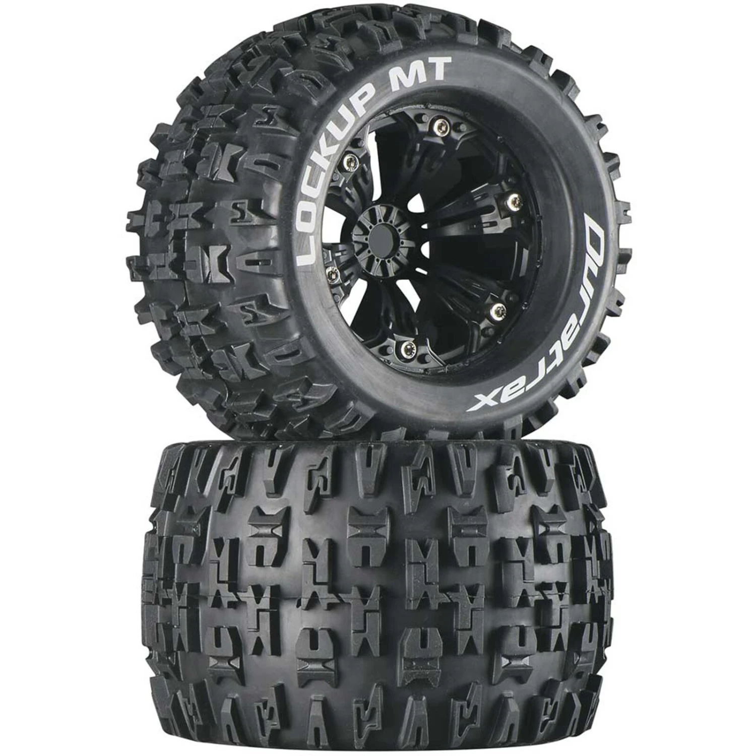 Duratrax Lockup MT 3.8" Mounted 1/2" Offset Tires, Black (2) 3 Duratrax Lockup MT 3.8" Mounted 1/2" Offset Tires, Black (2)