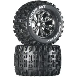 Duratrax Lockup MT 3.8" Mounted 1/2" Offset Tires, Chrome (2)