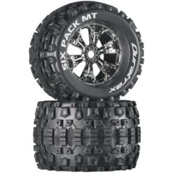 Duratrax Six-Pack MT 3.8" Mounted Tires, Chrome (2)