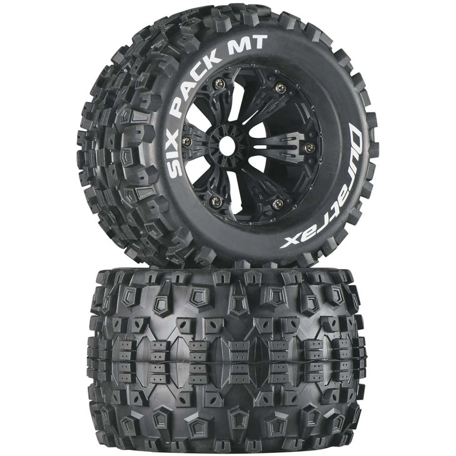 Duratrax Six-Pack MT 3.8" Mounted 1/2" Offset Tires, Black(2) 3 Duratrax Six-Pack MT 3.8" Mounted 1/2" Offset Tires, Black(2)