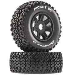 Duratrax Picket SC Mounted Soft Tires, Black 17mm Hex (2)