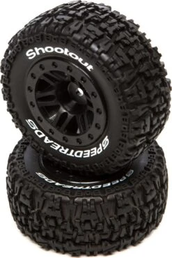 DTXC2931 - Speedtreads Shootout SC Mntd Blk TRX Slash Re/4x4 Fr/Re By DURATRAX @ Great Hobbies