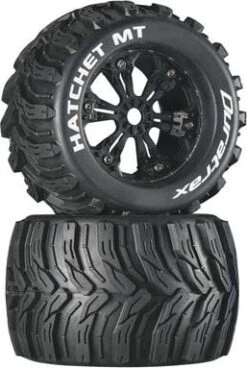 DTXC3586 - Hatchet MT 3.8" Mounted Black (2) By DURATRAX @ Great Hobbies