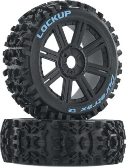 DTXC3616 - Lockup Buggy Tire C2 Mounted Spoke Black (2) By DURATRAX @ Great Hobbies