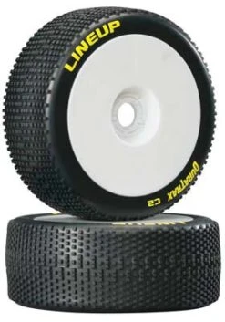DTXC3620 - Lineup 1/8 Buggy Tire C2 Mounted White (2) By DURATRAX @ Great Hobbies