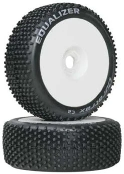 DTXC3644 - Equalizer Buggy Tire C2 Mounted White (2) By DURATRAX @ Great Hobbies