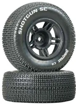 DTXC3686 - Shotgun SC Tire C2 Mntd Black Slash Front (2) By DURATRAX @ Great Hobbies