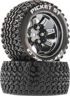 DTXC5203 - Picket ST 2.8" Mounted Black Chrome 14mm Hex (2) By DURATRAX @ Great Hobbies