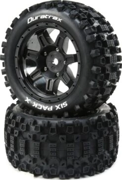 DTXC5502 - Six Pack X 4.3" Mounted Black 24mm Hex (2) By DURATRAX @ Great Hobbies