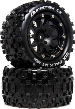 DTXC5519 - Six Pack MT Belted 2.8 Mounted F/R 0-Offset Black (2) By DURATRAX @ Great Hobbies
