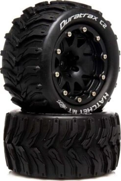 DTXC5522 - Hatchet MT Belted 2.8 Mounted F/R 0.5-Offset Black (2) By DURATRAX @ Great Hobbies
