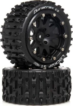 DTXC5532 - Lockup ST Belted 2.8 Mounted F/R 0-Offset Black (2) By DURATRAX @ Great Hobbies