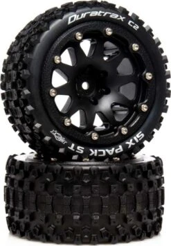 DTXC5535 - Six Pack ST Belted 2.8 Mounted F/R 0.5-Offset Black (2) By DURATRAX @ Great Hobbies
