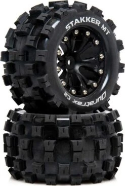 DTXC5550 - STakker MT 2.8 Mounted F/R C2 0-Offset Black (2) By DURATRAX @ Great Hobbies