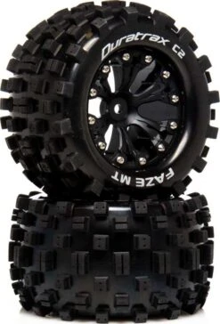 DTXC5552 - Faze MT 2.8 Mounted F/R C2 0-Offset Black (2) By DURATRAX @ Great Hobbies