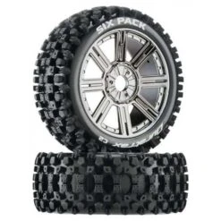 Duratrax Six-Pack C2 Mounted Buggy Spoke Tires, Chrome (2)