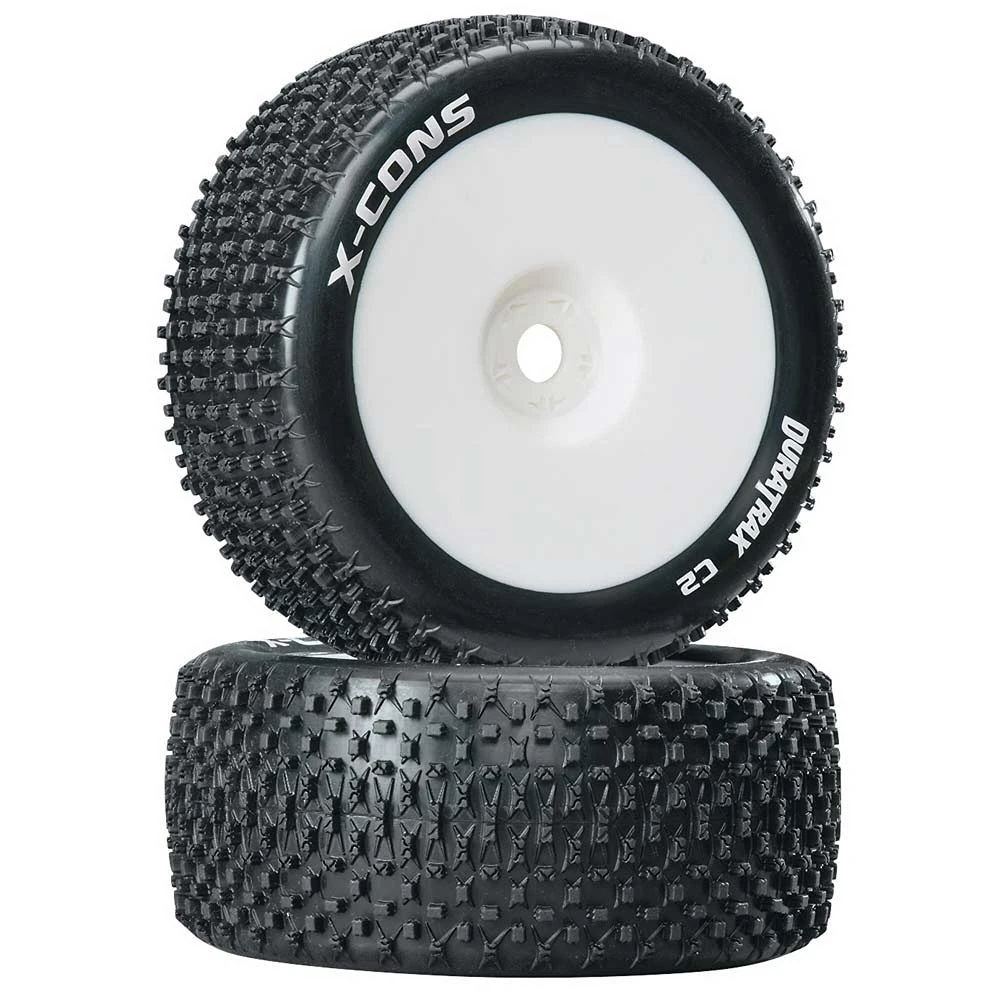 Duratrax 1/8 Truggy X-cons C2 Tires With White Dish Wheels (2) 3 Duratrax 1/8 Truggy X-cons C2 Tires With White Dish Wheels (2)