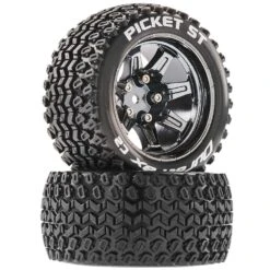 Duratrax Picket ST 2.8" 14mm Hex Mounted Tires, Black Chrome (2)