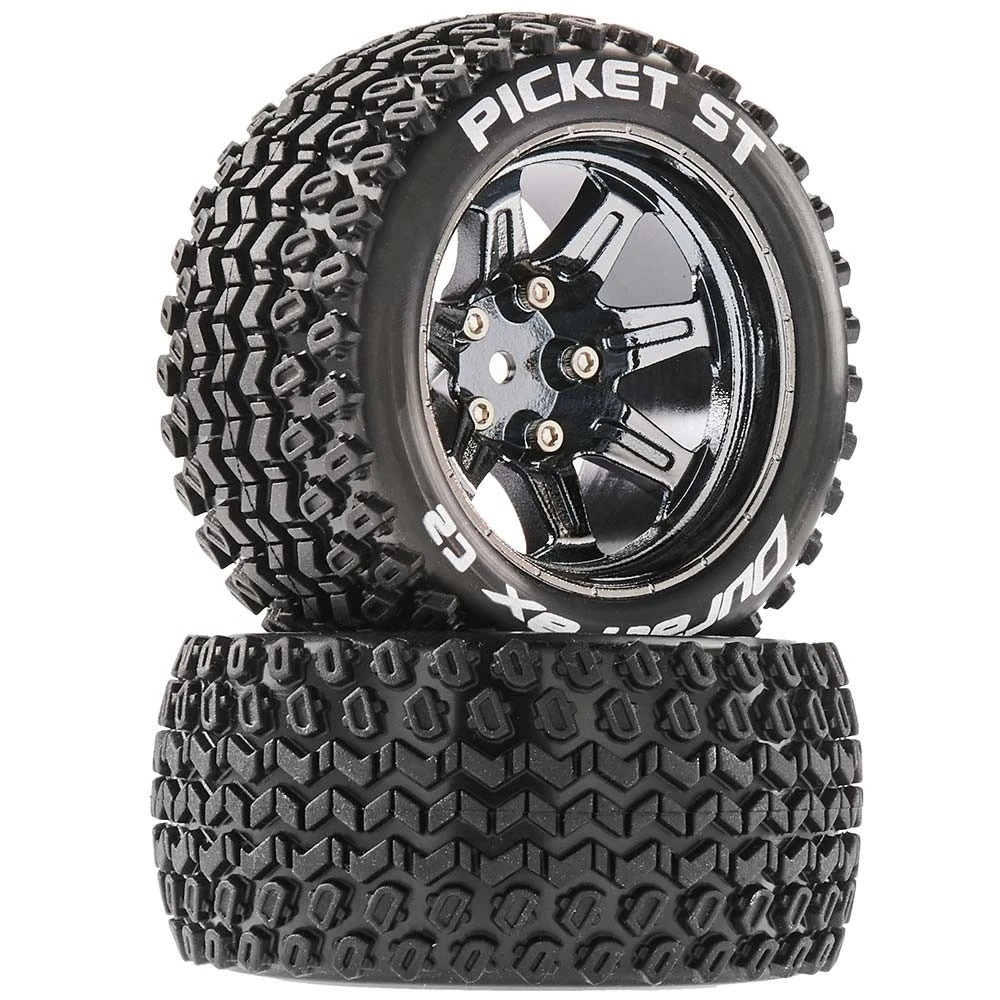 Duratrax Picket ST 2.8" 14mm Hex Mounted Tires, Black Chrome (2) 3 Duratrax Picket ST 2.8" 14mm Hex Mounted Tires, Black Chrome (2)