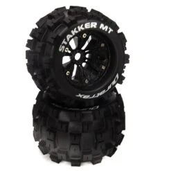 Duratrax Stakker 1/8 MT Mounted 1/2" Offset Black Wheels, 17mm Hex (2)