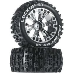 Duratrax 2.8" Lockup Monster Truck Tires Mounted On Chrome Wheels. (2)