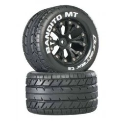 DuraTrax Bandito MT 1/10 2.8” Mounted 2WD Rear MT Tires & Wheels, Black (2)