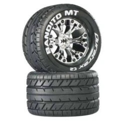 DuraTrax Bandito MT 1/10 2.8” Mounted MT Tires, Chrome Wheels, Foam Inserts, 1/2 Offset (2)