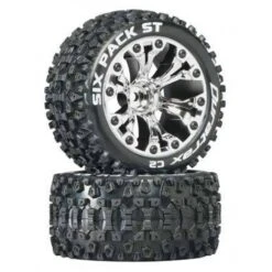 Duratrax Sixpack ST 2.8" Mounted Truck Tires 2WD/4WD, Chrome (2)