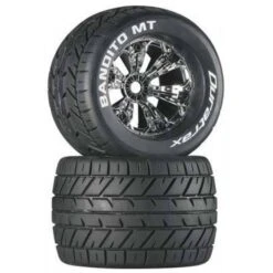 Duratrax Bandito MT 3.8" Mounted 1/2" Offset Tires, Chrome (2)