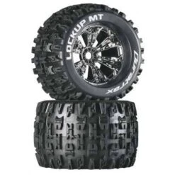 Duratrax Lockup MT 3.8" Mounted 1/2" Offset Tires, Chrome (2)