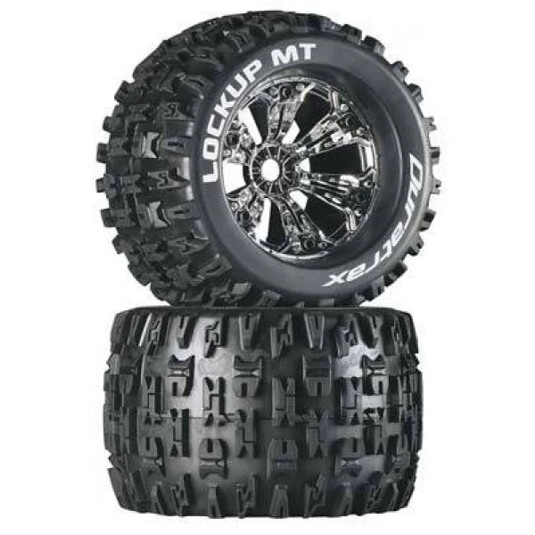 Duratrax Lockup MT 3.8" Mounted 1/2" Offset Tires, Chrome (2) 3 Duratrax Lockup MT 3.8" Mounted 1/2" Offset Tires, Chrome (2)