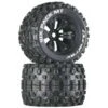 DuraTrax SixPack 3.8" Mounted MT Tires & Wheels. 0.5 Offset, Black (2) -Duratrax Store duratrax dtxc3584 01